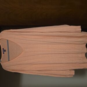 Roaman's Soft Peach Knit V-Neck Sweater